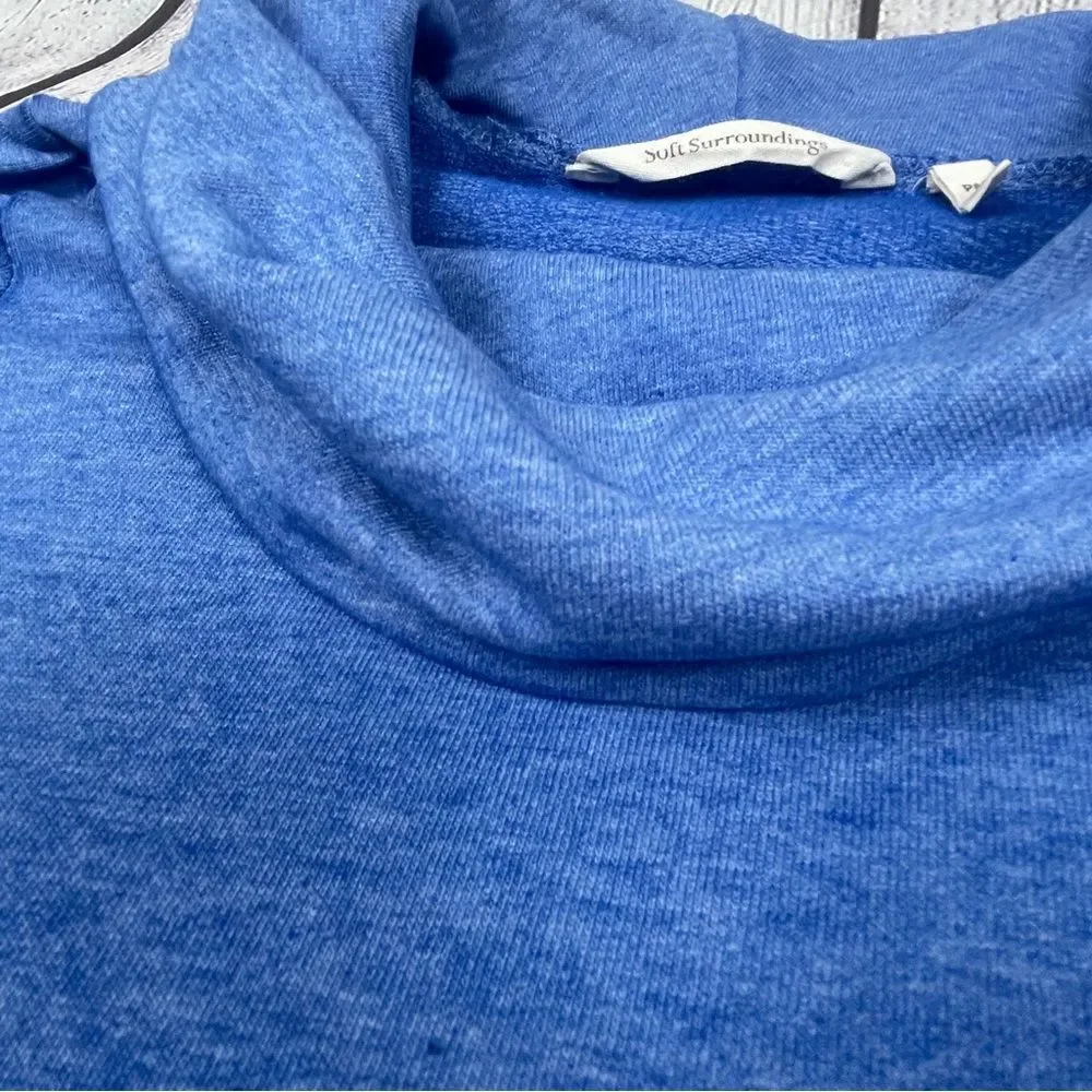 SOFT SURROUNDINGS blue soft lightweight cowl neck tunic sweater, size PM - Picture 4 of 11